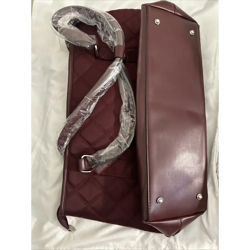 Vanessa Williams Tote Quilted Laptop Large Travel Maroon Red W/ Dustbag Nwt $139